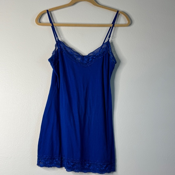 Bozzolo Other - Royal Blue Lace Trim Chemise Tank Top Camisole Adjustable Straps Spaghetti Long